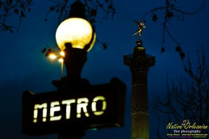 Nightime at Place de la Bastille.