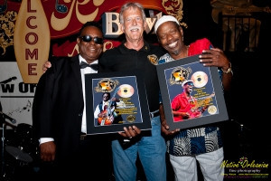 What a special night last night was for Ernie Vincent and Walter Wolfman Washington, Both inducted into the Louisiana Music Hall of Fame with family and friends present, then off to Le Bon Temps where Walter sat in with Ernie for a set........one of those nights I know I will never forget. So happy for both of these deserving musicians and damn good people who have brought so much joy to so many over the years.  Thank you for Ernie, Walter and Barbara for letting me share and be a part of this special evening, one I will never forget!